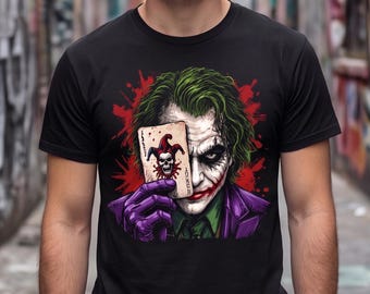 Camiseta inspirada en el Joker PNG, gráfico de carta de juego de payaso oscuro, descarga digital de villano