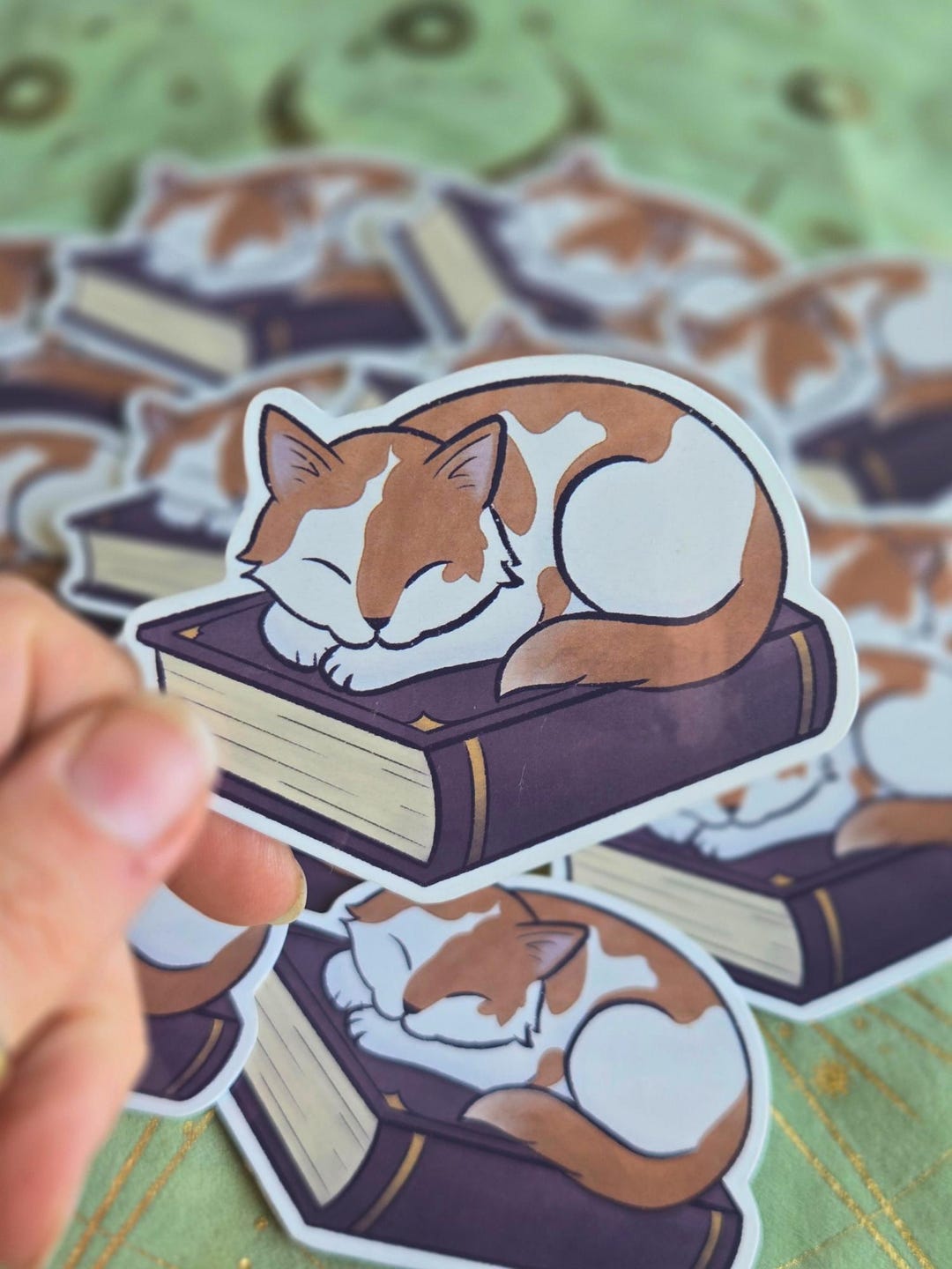 Sleeping Orange Cat Sticker • Cozy Bookish Vinyl Sticker - Etsy