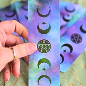 Celestial Bookmarks | Moon Phases Bookmarks | Holographic Bookmark | Spiritual Witchy Bookmark | Witchcore Aesthetic | Bookish Gift