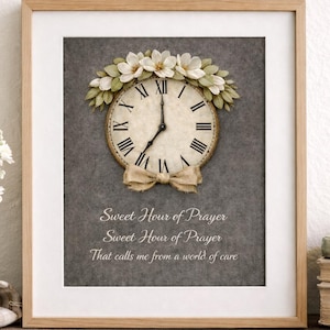Sweet Hour of Prayer Hymn Wall Art, Matted Hymn Print, Christian Sign, Farmhouse Decor