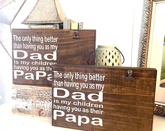 DAD Papa Sign , DAD Picture Frame , Papa Sign, Dad Gift , DAD Papa Wood Block , Father's Day Sign ,  Papa Pop Pops Papaw Grandpa