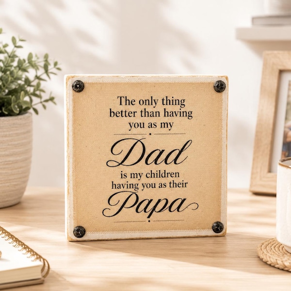 DAD Papa Canvas Wood Sign ,Grandparents Day Gift , Pops Pop Papaw Opa Grandpa