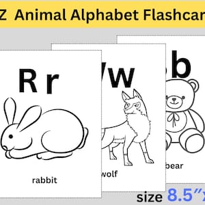 Cartes mémoire alphabet animaux de A à Z, animaux ABC à imprimer pour les enfants, apprenez les lettres avec le nom d'un animal, jardin d'enfants
