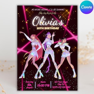 KPOP Demon Hunters Invitation, KPOP Demon Hunters Birthday invitation, EDITABLE K Pop Birthday Invitation, K Pop Warriors Invitation
