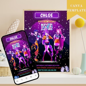 KPOP Demon Hunters Invitation, KPOP Demon Hunters Birthday invitation, EDITABLE K Pop Birthday Invitation, K Pop Warriors Invitation