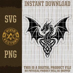 Cool Celtic Dragon SVG Dragon Rider Onyx Storm Fantasy Gothic Empyrean Laser Engraving File Leather Hat Patch Designs Vector Logo Cut Files