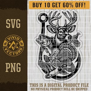 Hunting SVG PNG Deer Duck Bird Pheasant Fishing Hook Hunter Outdoor Sportsman Laser Engrave Leather Hat Patch Design Vector Logo Cut File