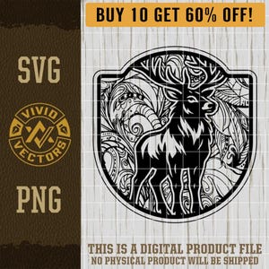 Tooled Leather Deer Elk SVG Elk Hunting PNG Laser Engraving File Leather Hat Patch Designs Vector Logo Cut Files Outdoors Woods Camping Hunt