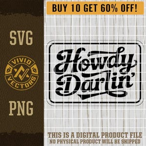 Howdy Darlin SVG Laser Gravur Datei Leder Hut Patch Designs Vektor-Logo Schnitt Dateien Lustig Trendy Western Land PNG Cowboy Cowgirl Rodeo