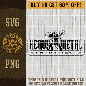 Heavy Metal Enthusiast SVG PNG Rock & Roll Guitarist Rock Band Rocker Music Lover Laser Engrave Leather Hat Patch Design Vector Cut File