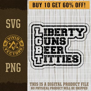 Liberty Guns Beer Titties Fichier de gravure laser SVG Cuir chapeau Patch Design vectoriel Logo coupe fichiers Funny LGBT PNG Tendance tendance Populaire maintenant