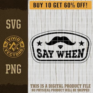 Di cuándo SVG Archivo de grabado láser Parche de sombrero de cuero Archivos de corte vectorial Lápida Doc Holliday Bigote Vaquero occidental Soy tu Huckleberry PNG