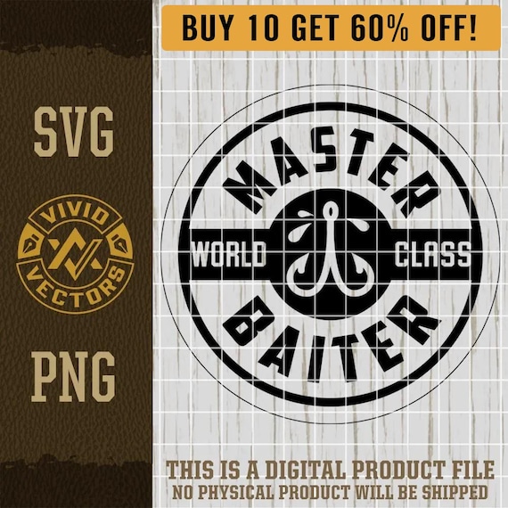 Master Baiter SVG Funny Fishing PNG Humorous Patches Fish Hook Adult Laser Engraving File Leather Hat Patch Designs Vector Logo Cut Files