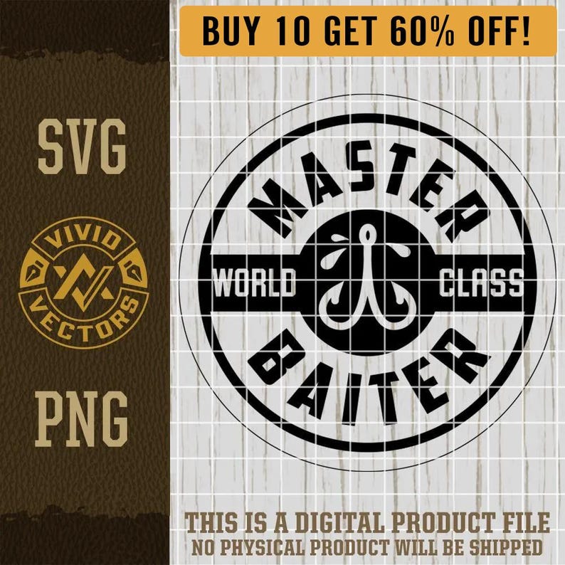 Master Baiter SVG Funny Fishing PNG Humorous Patches Fish Hook Adult Laser Engraving File Leather Hat Patch Designs Vector Logo Cut Files