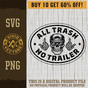 Lustig SVG All Trash Kein Anhänger Schädel Knochen Skelett Trashy Trendy Urban Snarky Laser Gravurdatei Leder Hut Patch Design Vektordatei