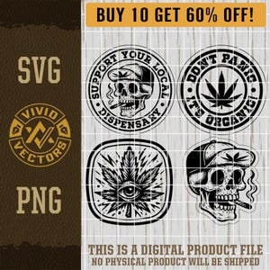 Paquete de SVG de marihuana, paquete de hojas de marihuana, paquete de PNG de cannabis, drogas, porro, THC, 420, diseños de parches de cuero grabados con láser, archivos de corte de logotipos vectoriales