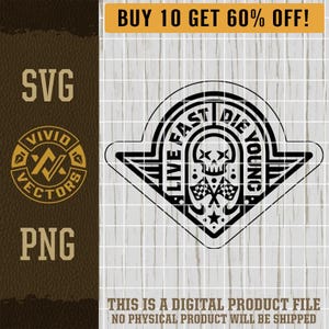 Lev snabbt dö ung SVG PNG Racing flaggor skalle racerbil biker dirt bik moto MX lasergraverad läderhatt patch design vektor logotyp klippfil