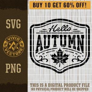 Hola Otoño Otoño SVG Otoño PNG Vibraciones de Acción de Gracias Cosecha Acogedora Hoja Yall Grabado Láser Sombrero de Cuero Parche Diseño de Camisa Archivo de Corte de Logotipo Vectorial