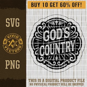 God's Country SVG Patriotic PNG Christian Religious Faith Inspirational Western Laser Engrave Leather Hat Patch Design Vector Logo Cut File