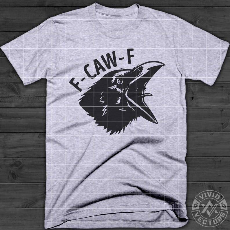 F-CAW-F svg Laser Engraving File Leather Hat Patch Designs Vector Cut Files Funny Crow Fuck Off PNG Gothic Halloween Raven SVG Black Bird