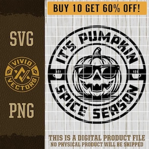 È la stagione delle spezie di zucca SVG PNG Retro Halloween Foglia Autunno Clipart Incisione laser Toppa in pelle per cappello Maglietta Design autunnale Logo vettoriale File di taglio