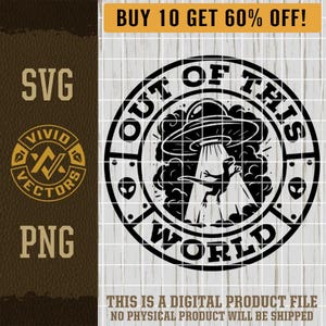 Out Of This World Dino UFO SVG Alien Abduction Funny Sci Fi Outer Space Laser Engraving File Leather Hat Patch Designs Vector Logo Cut Files