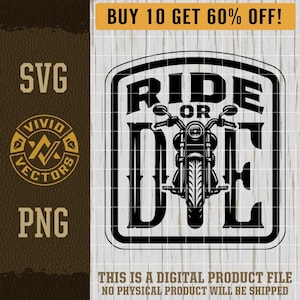 Ride or Die Motorcycle SVG Laser Engraving File Leather Hat Patch Designs Vector Logo Cut Files Vintage Biker Retro Chopper Clipart Bagger