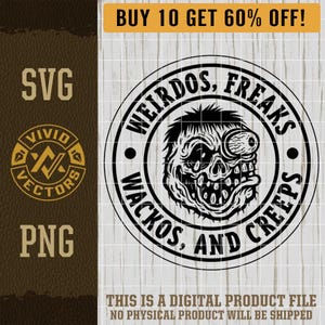 Dziwacy, dziwolągi, wariaci i creepy SVG Zabawne PNG Trendy Dziwne Dziwne Plik do grawerowania laserowego Wzory naszywek na czapki skórzanej Pliki do cięcia logo wektorowego