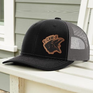 F-CAW-F svg Laser Engraving File Leather Hat Patch Designs Vector Cut Files Funny Crow Fuck Off PNG Gothic Halloween Raven SVG Black Bird