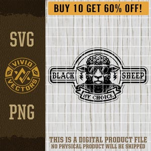 Black Sheep By Choice SVG PNG Funny Trendy Sarcastic Sassy Rebel Biker Laser Engraving File Leather Hat Patch Designs Vector Logo Cut Files