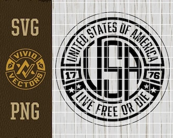Patriotic SVG USA PNG Merica United States of America American Flag Live Free Laser Engrave Leather Hat Patch Design Vector Logo Cut File