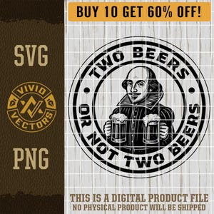 Due birre o non due birre SVG Shakespeare Divertente festa a bere File di incisione laser alla moda Toppa per cappelli in pelle Disegni Logo vettoriale File di taglio