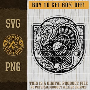 Skórzany indyk SVG z nadrukiem do grawerowania laserowego na ptactwo, pliki do grawerowania laserowego, wzory naszywek na czapki skórzane, pliki do wycinania logo wektorowego, projekt naszywki myśliwskiej z indyka