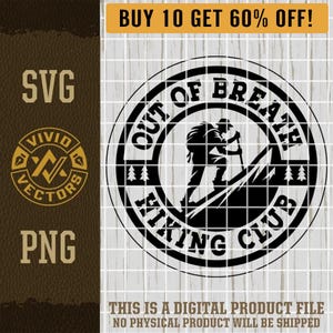 Out of Breath Hiking Club SVG Funny PNG Hike Hiker Outdoors Wilderness Camping Laser File Leather Hat Patch Designs Vector Logo Cut File