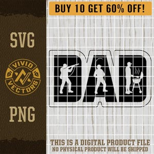 DAD Hunt, Fish, & Grill SVG Fishing Dad Life Hunting Father's Day PNG for Dad Laser Engraving File Leather Hat Patch Designs Vector Cut File