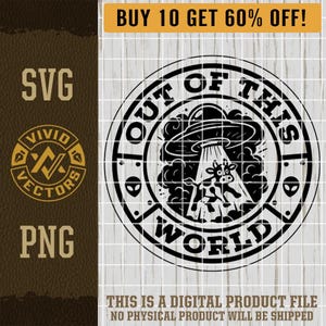 Out Of This World Cow UFO SVG Alien Abduction Funny Sci Fi Outer Space Laser Engraving File Leather Hat Patch Designs Vector Logo Cut Files