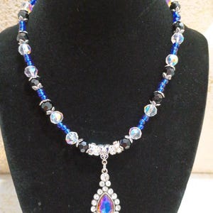 Mystic Blue Teardrop Pendant Necklace