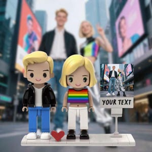 Custom Brick Figures For Couples With Custom Photo Gift, Anniversary Couple Portrait Keepsake, Photo Puzzle Toy for Boyfriend or Husband