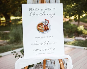 Love and Pizza Rehearsal Dinner Welcome Sign Template, Pizza