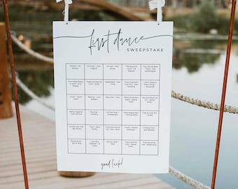 Minimalist Wedding First Dance Sweepstake Personalized Reception Game, Wedding Reception Games, Fun Wedding First Dance Sweepstake Game, SE1