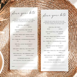 Wedding Place Your Bets Fun Reception Game, Engagement Party Wedding Shower Games, Prop Bets Card, Editable Betting Sheet Canva Template HA1