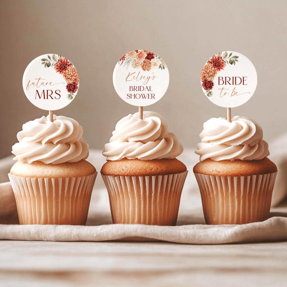 Fall Floral Cupcake Toppers