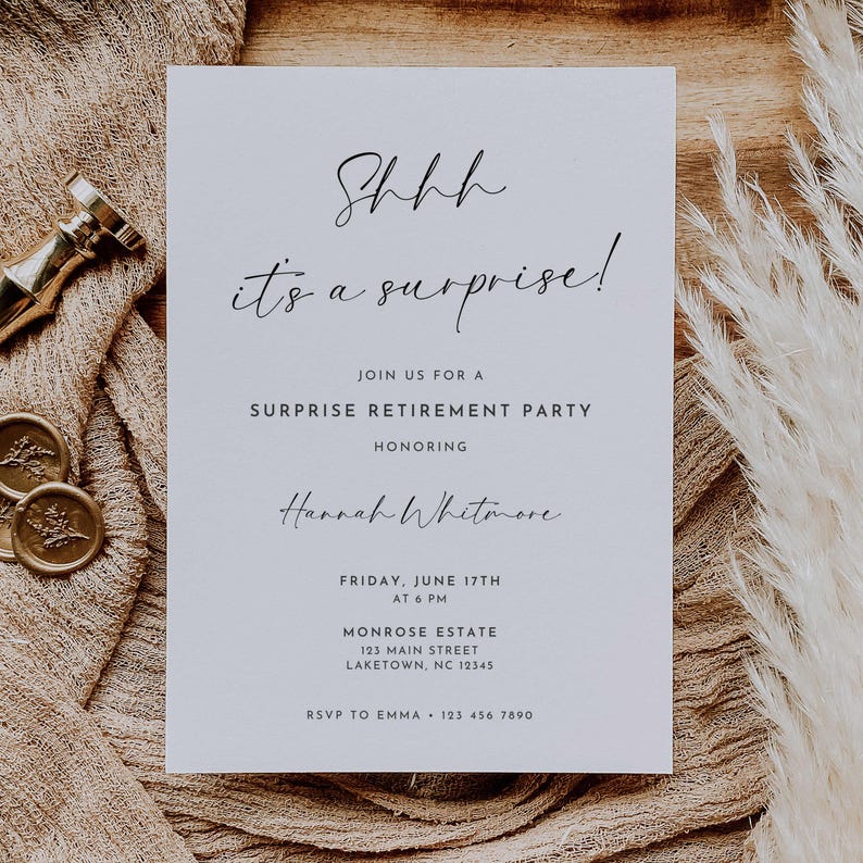 Surprise Retirement Party Invitation, Printable Retirement Party Invite ...