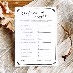 The Price Is Right Bridal Shower Game, Guess the Price Editable Canva Template, WH1