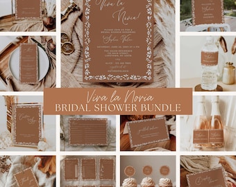 Viva La Novia Talavera Bridal Shower Template Bundle, Papel Picado Bridal Decor Set, Terracotta Talavera Despedida Mexican Fiesta Bundle CL4