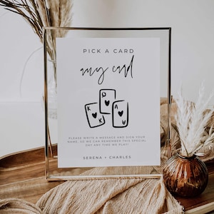 Playing Cards Guest Sign, Please Sign Our Guestbook Editable Sign Template, Pick A Card Any Card, Custom Wedding Playing Card Sign, SE1