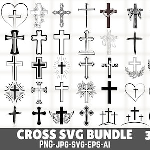 Cross Svg, Cross Svg Bundle, Cross Png,  Jesus Cross Svg,Catholic svg,Grunge Cross Svg, Christian Cross svg, religious svg,Instant Download