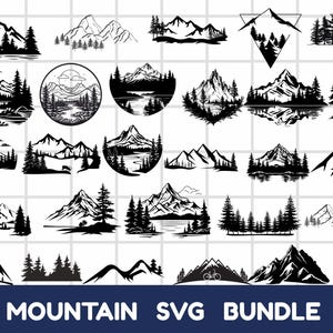 Mountains Svg Bundle,Forest Tree svg, Outdoors Adventure Svg,Mountain Forest Svg Bundle, Mountain Hand Drawn,Boho landscape Svg Bundle ,PNG.