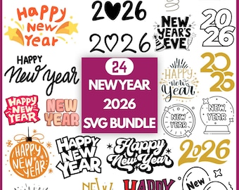 Happy New Year 2026 SVG Bundle, Cut Files (Digital Download)