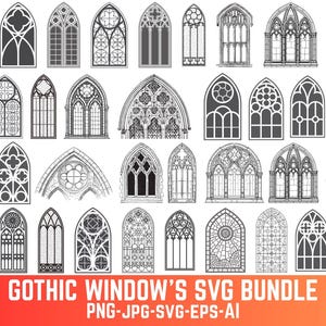 Gothic Window SVG Bundle , Gothic Window dxf , Gothic Window png , Gothic Window outline ,Gothic Windows Clipart , Gothic Window vector